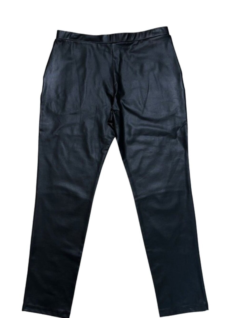 Clara Sun Woo Faux Leather Pants Black Pull On Stretch Slim Fit Size L